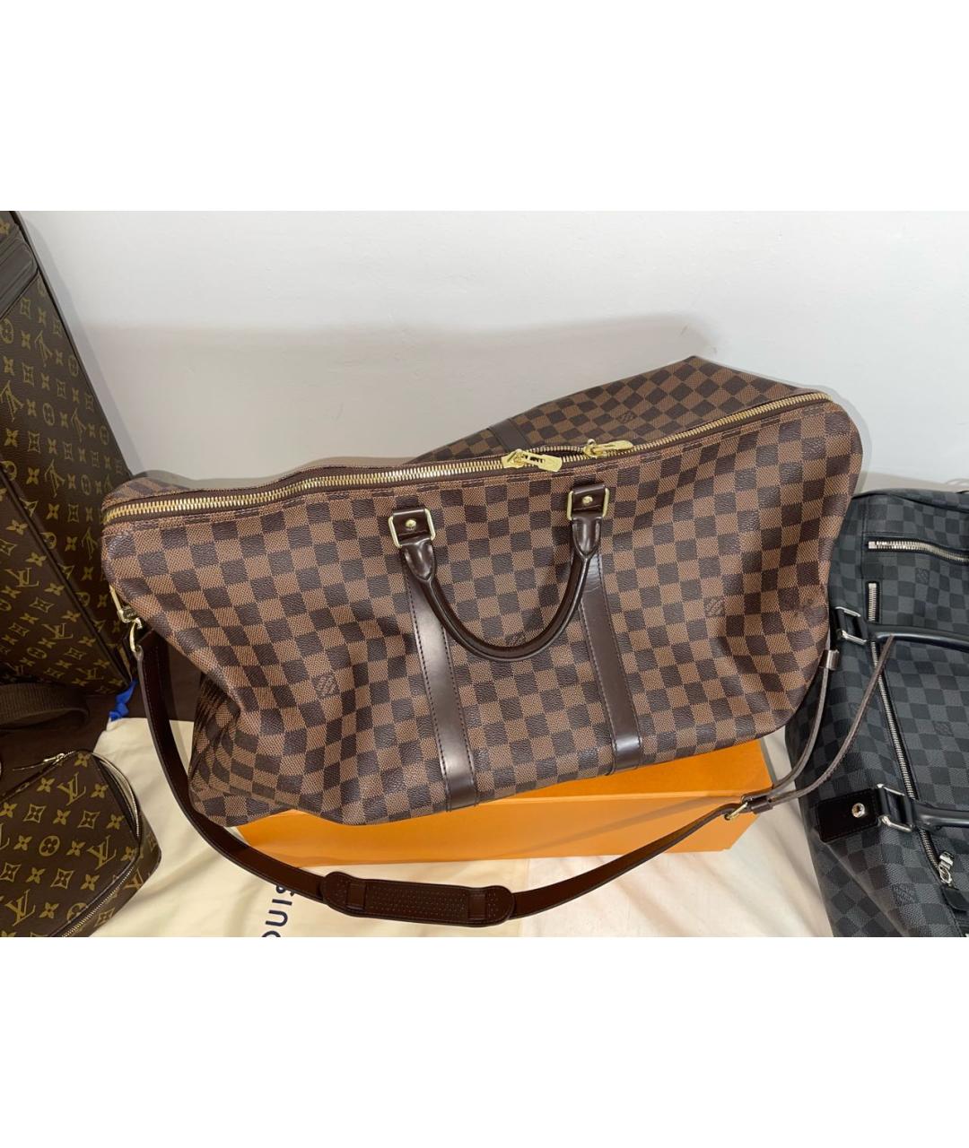 LOUIS VUITTON Коричневая кожаная дорожная/спортивная сумка, фото 3