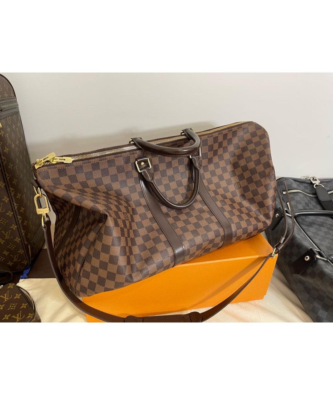 LOUIS VUITTON Коричневая кожаная дорожная/спортивная сумка, фото 9