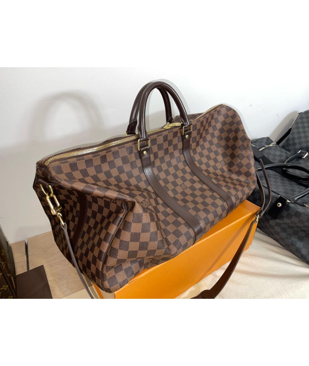 LOUIS VUITTON Коричневая кожаная дорожная/спортивная сумка, фото 8