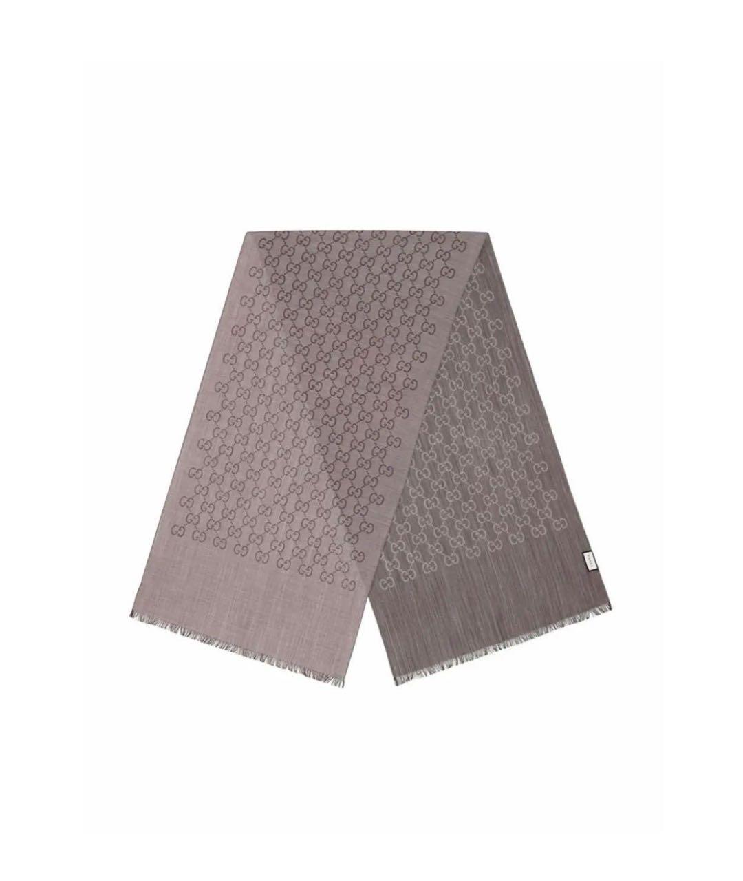 GUCCI Коричневый шерстяной шарф, фото 9