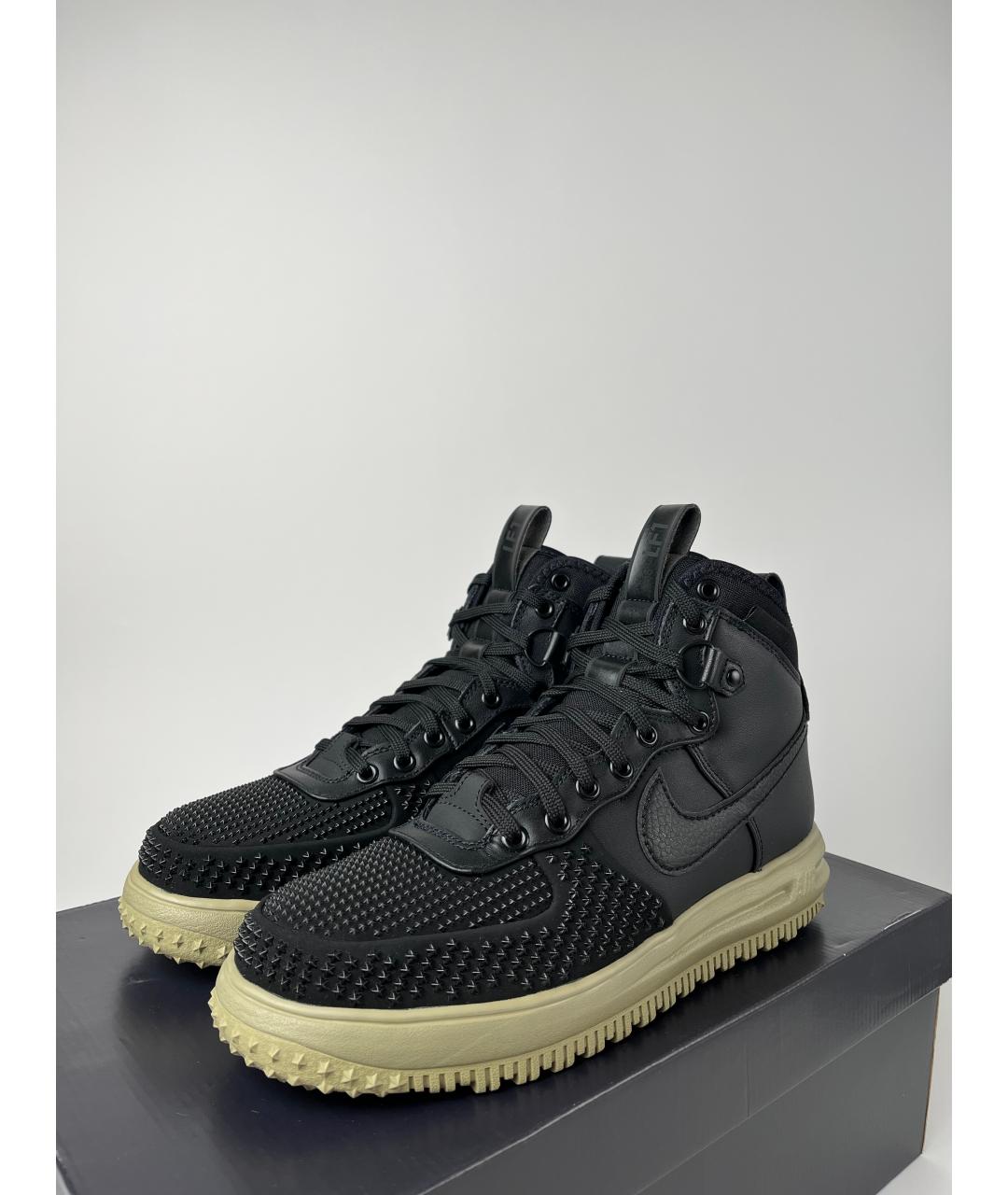 NIKE Черные кожаные высокие кроссовки / кеды, фото 2