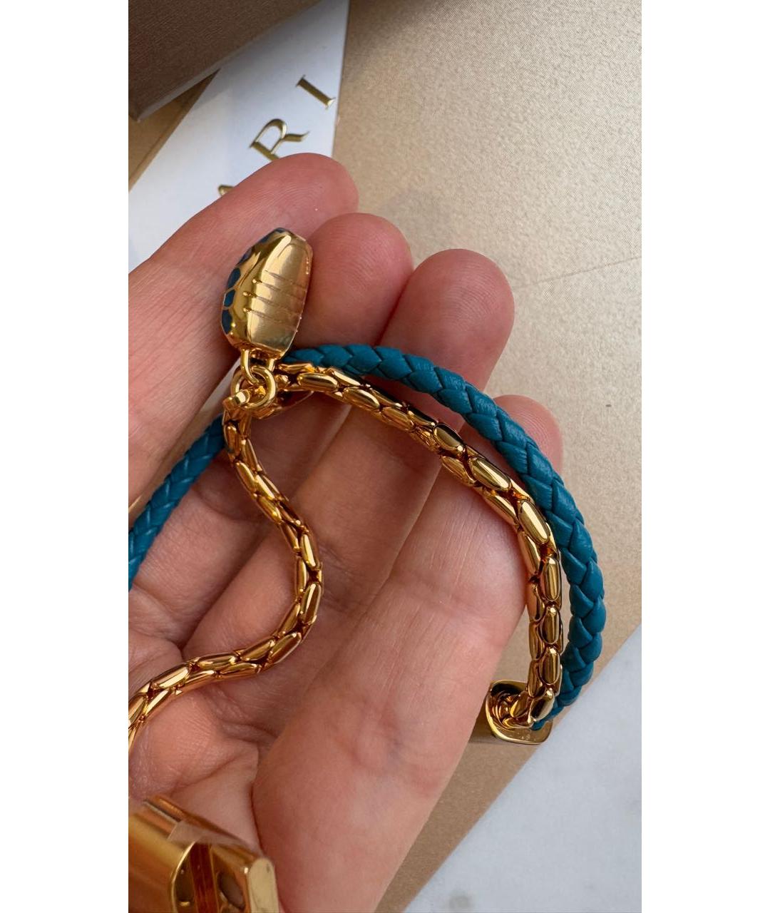 BVLGARI Бирюзовый кожаный браслет, фото 6