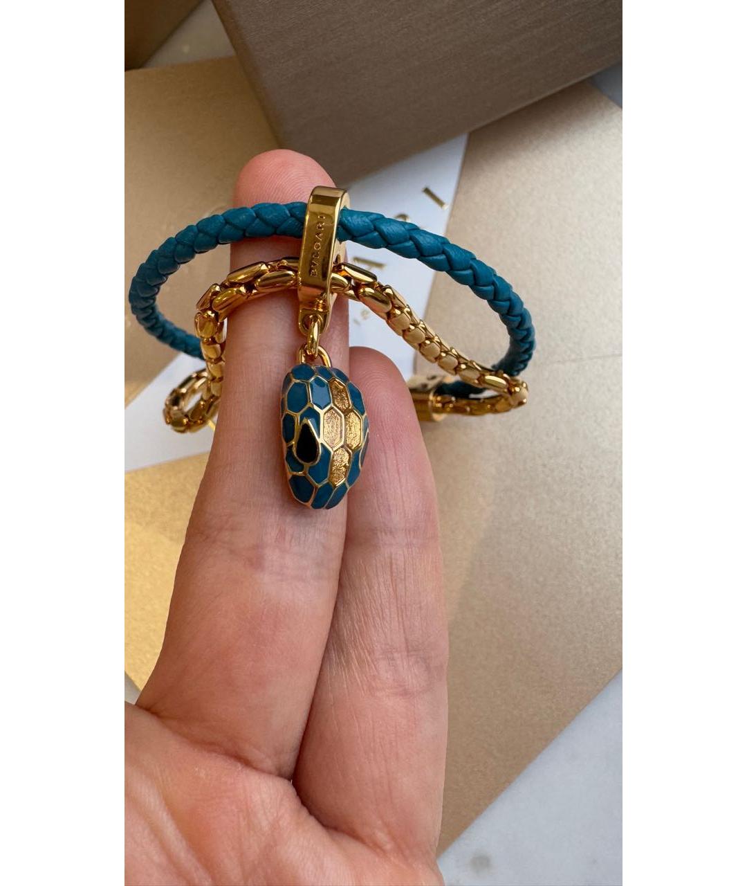 BVLGARI Бирюзовый кожаный браслет, фото 5
