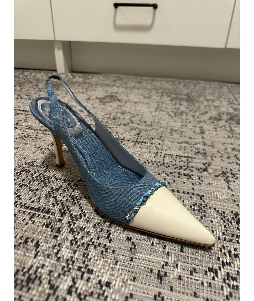 RENE CAOVILLA Голубые текстильные туфли, фото 9