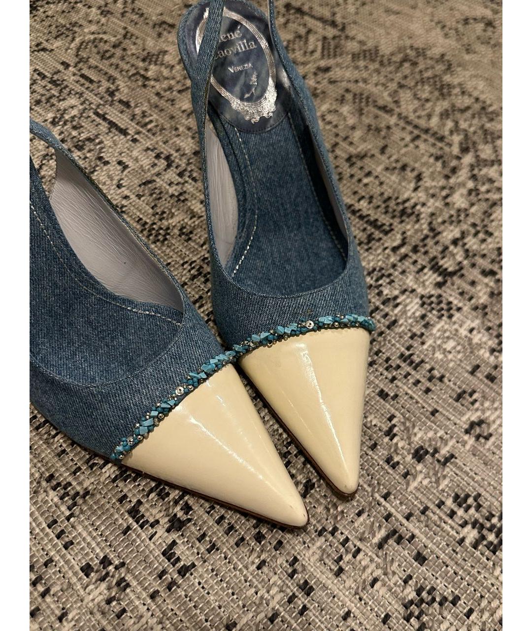 RENE CAOVILLA Голубые текстильные туфли, фото 8