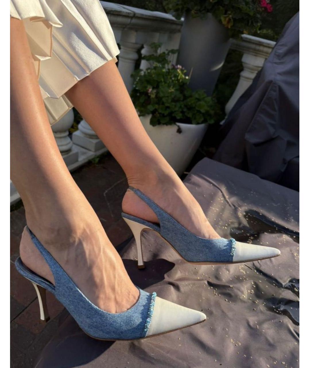 RENE CAOVILLA Голубые текстильные туфли, фото 6