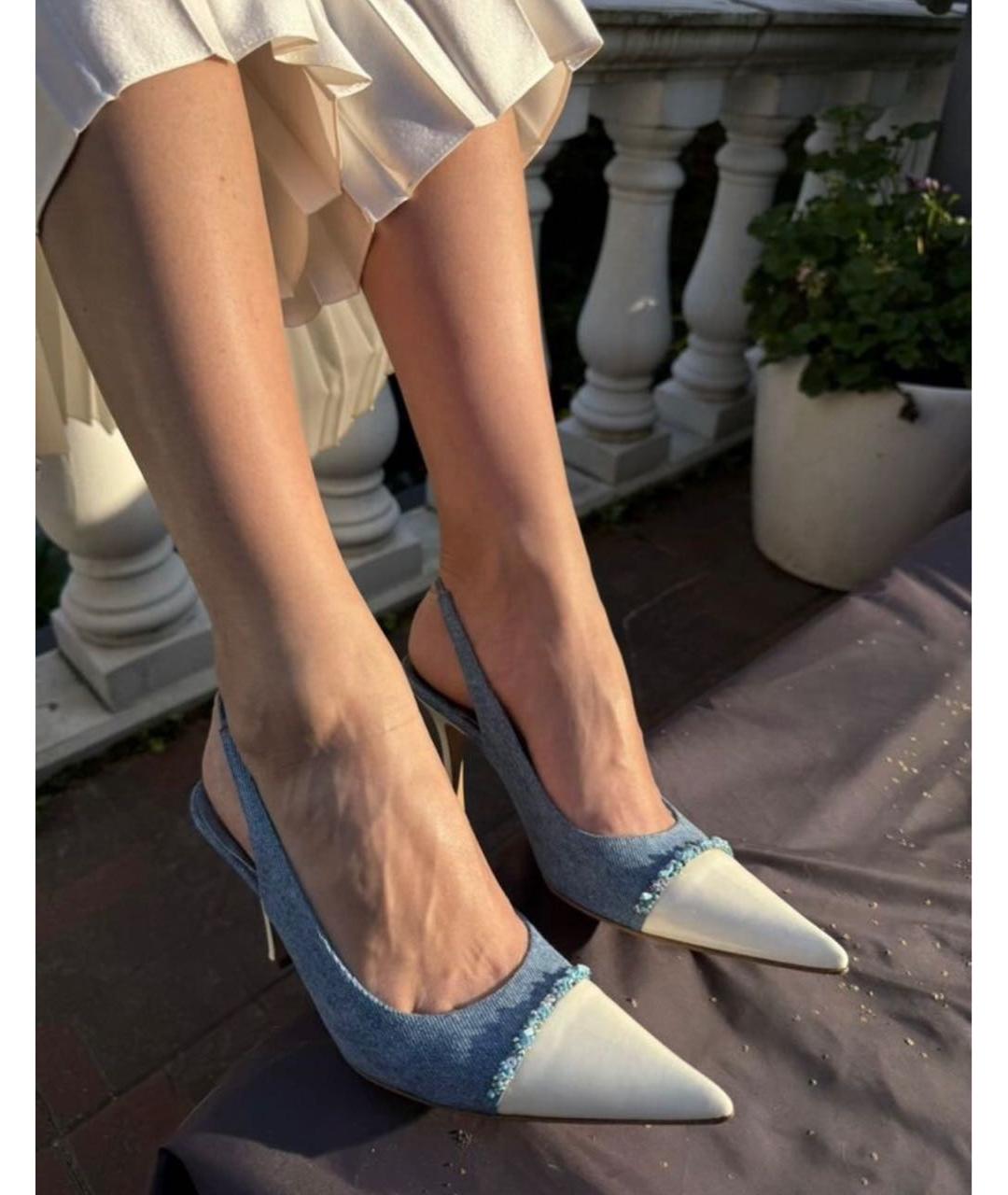 RENE CAOVILLA Голубые текстильные туфли, фото 5