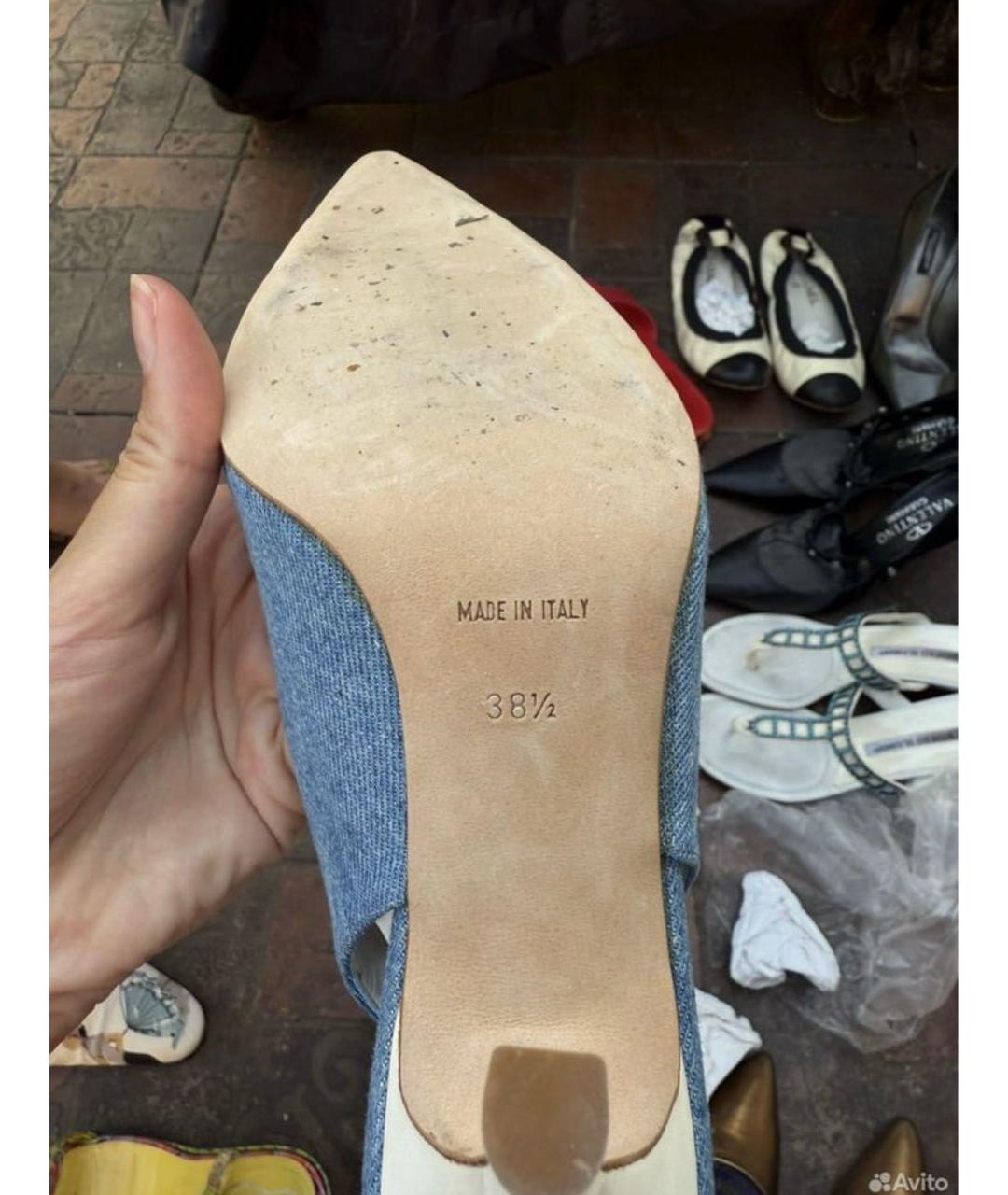 RENE CAOVILLA Голубые текстильные туфли, фото 7