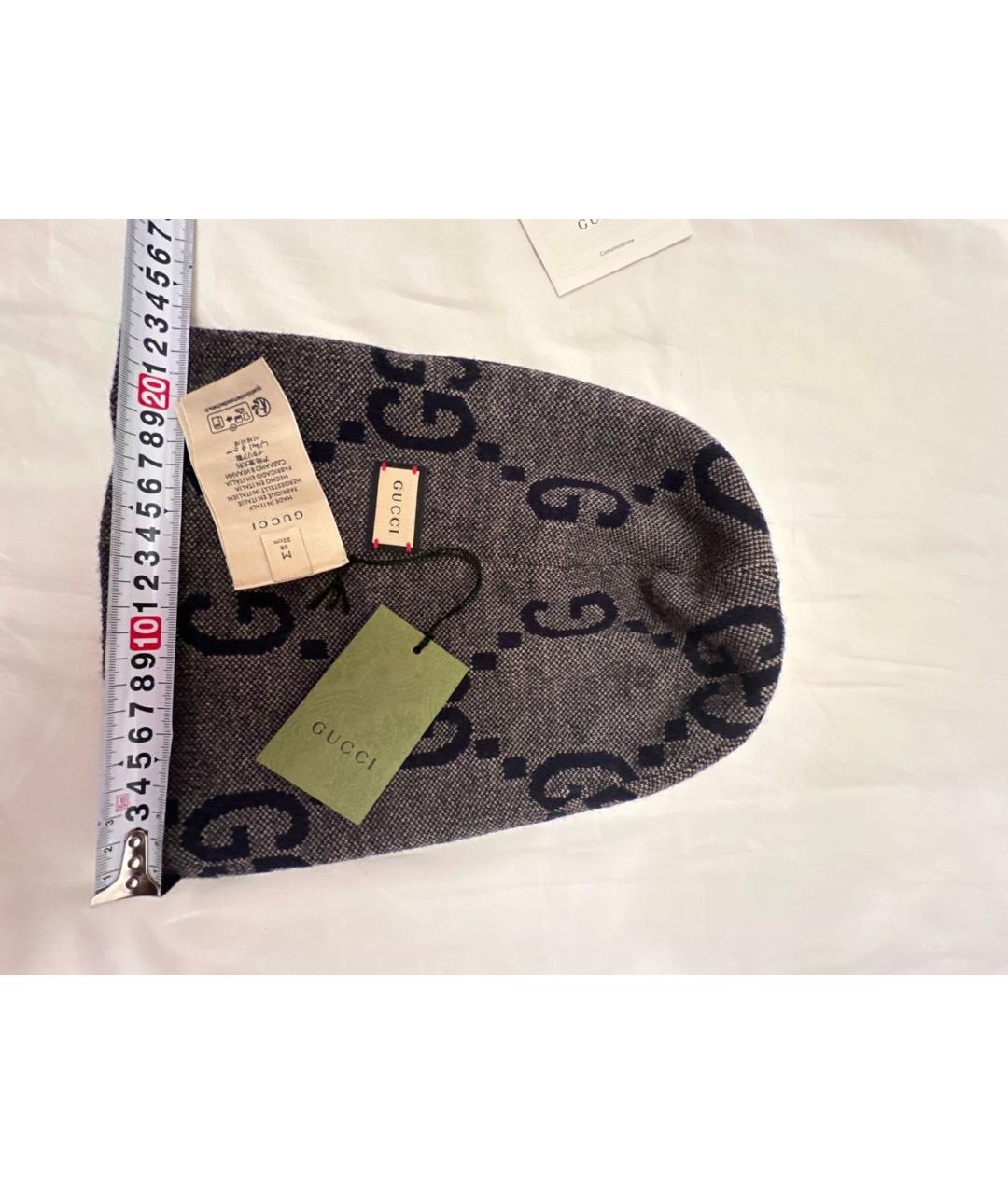 GUCCI Серая шерстяная шапка, фото 3