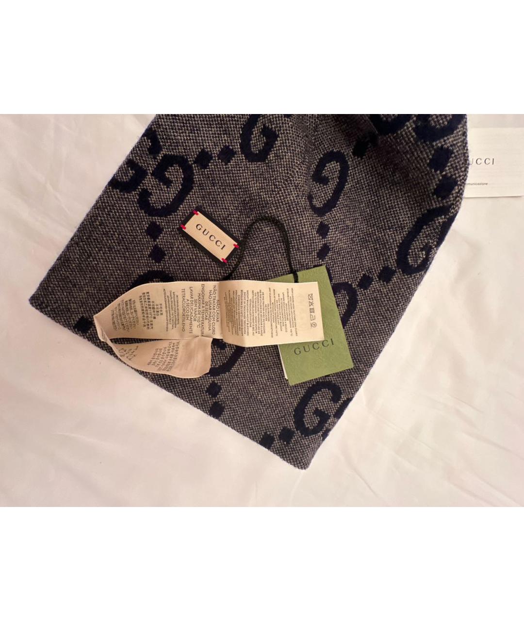 GUCCI Серая шерстяная шапка, фото 5