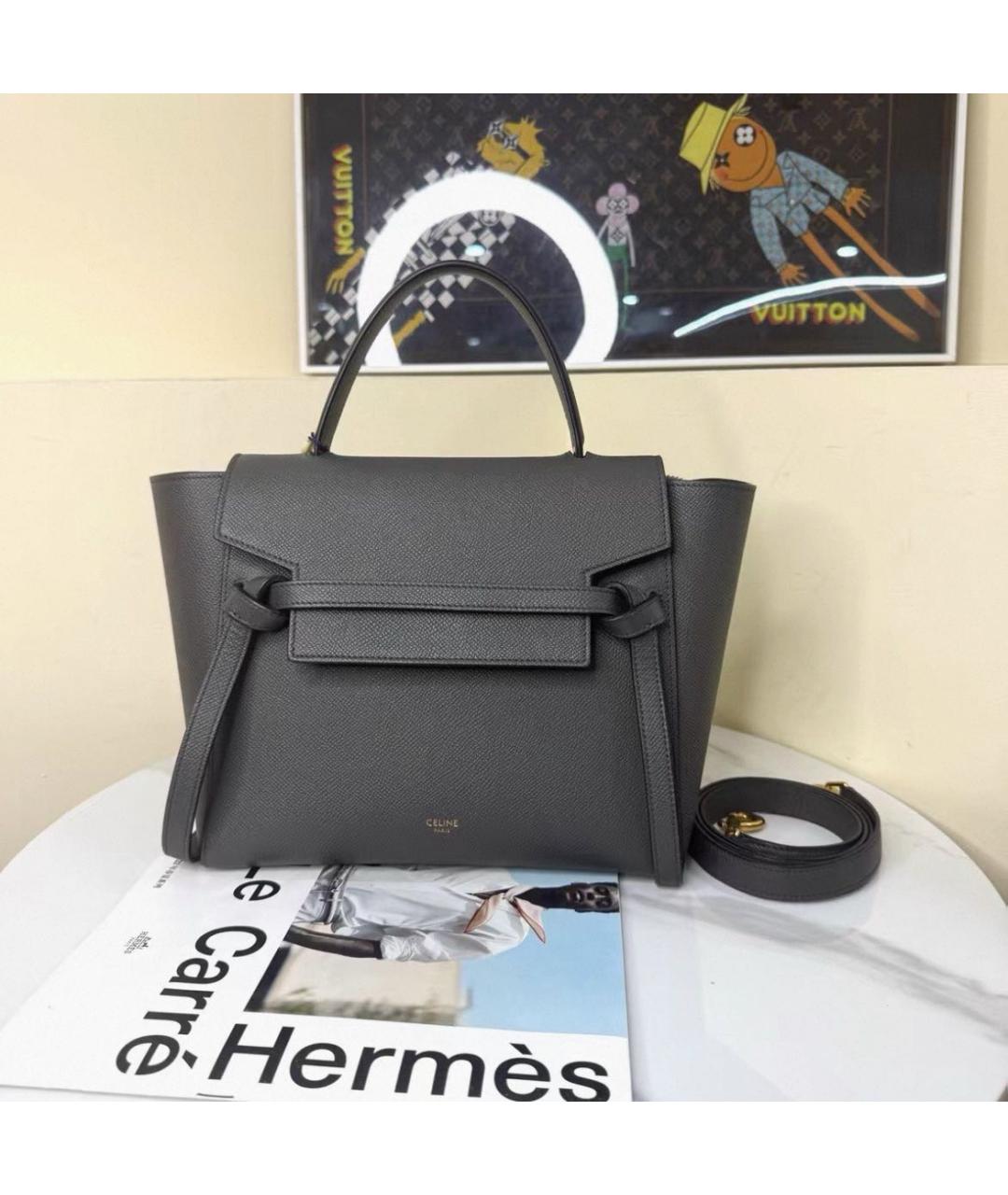 CELINE Серая кожаная сумка через плечо, фото 2