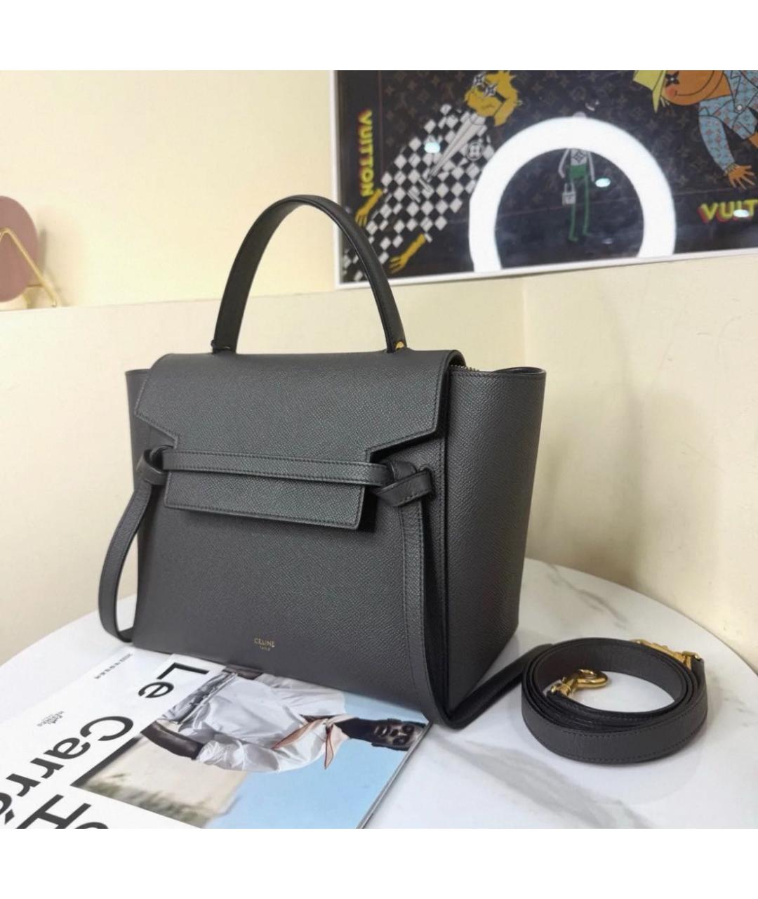 CELINE Серая кожаная сумка через плечо, фото 5