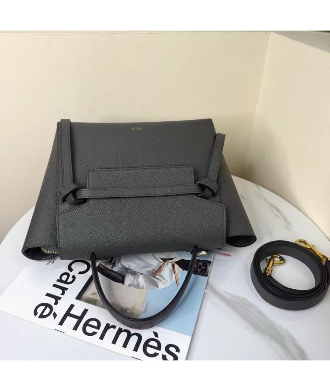 CELINE Серая кожаная сумка через плечо, фото 7