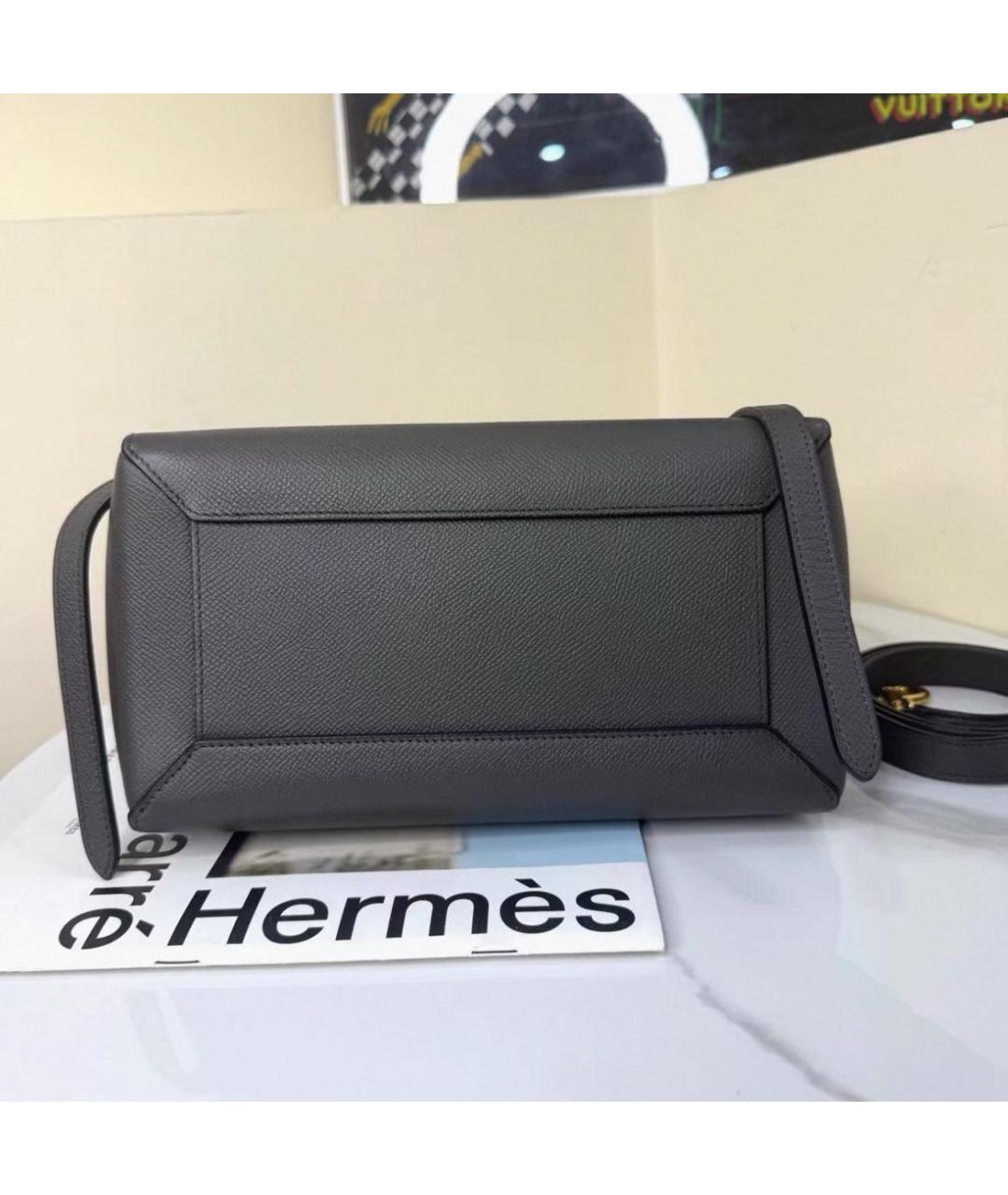 CELINE Серая кожаная сумка через плечо, фото 8