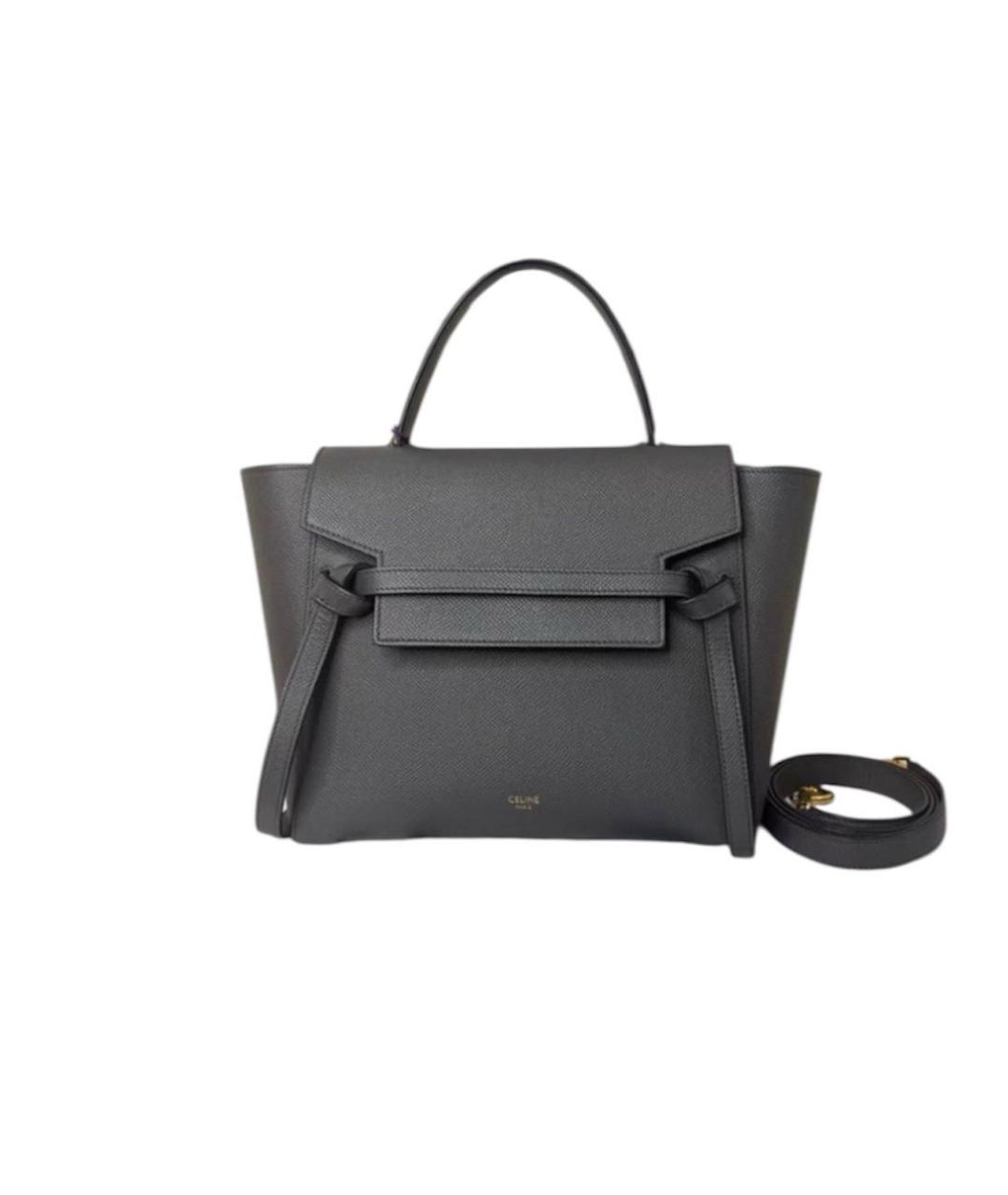 CELINE Серая кожаная сумка через плечо, фото 9