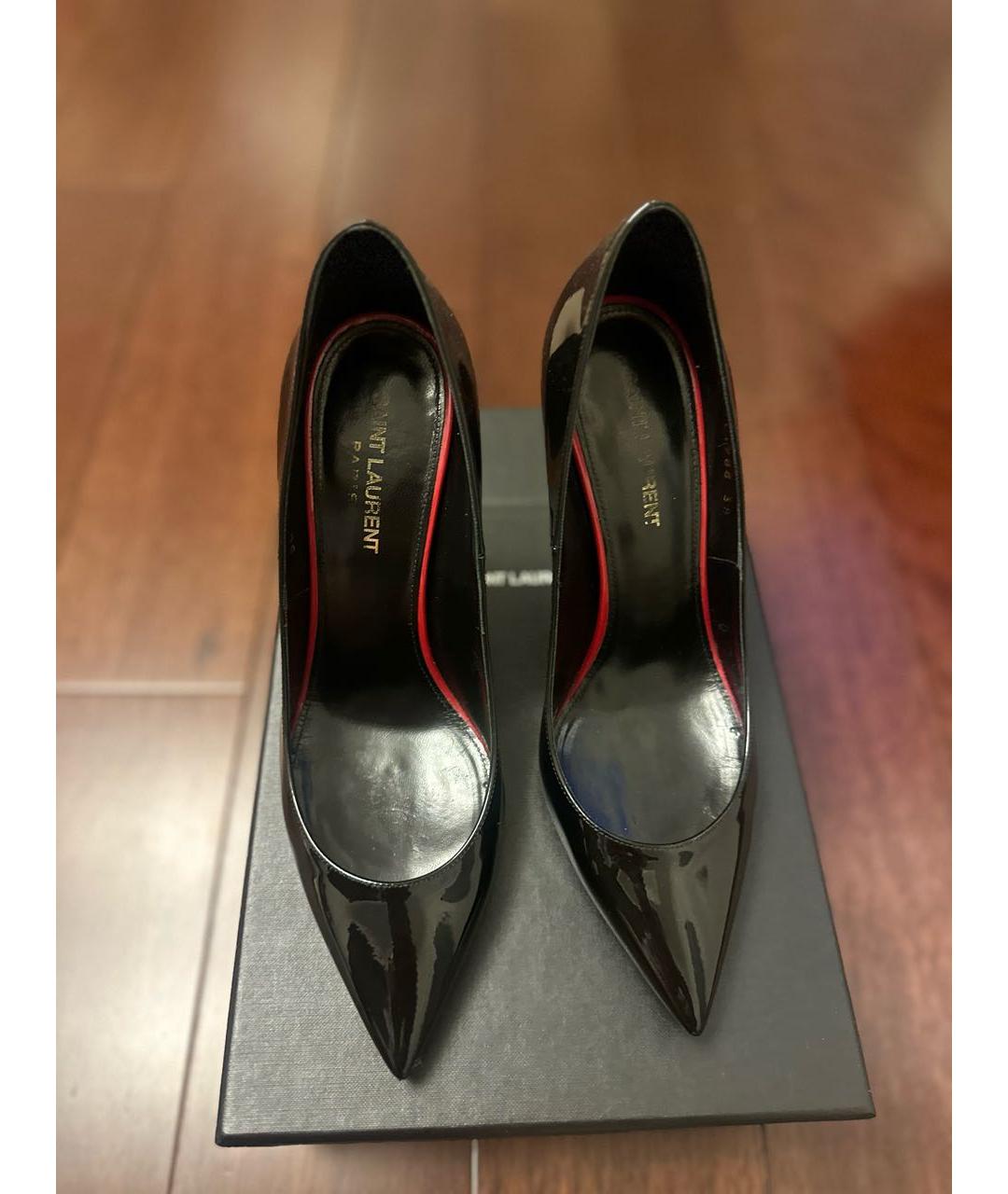 SAINT LAURENT Черные туфли из лакированной кожи, фото 4