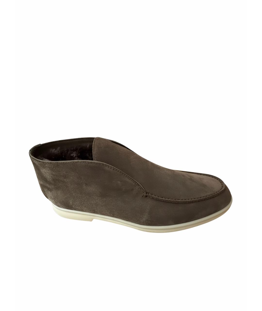 LORO PIANA Зеленые замшевые лоферы, фото 1