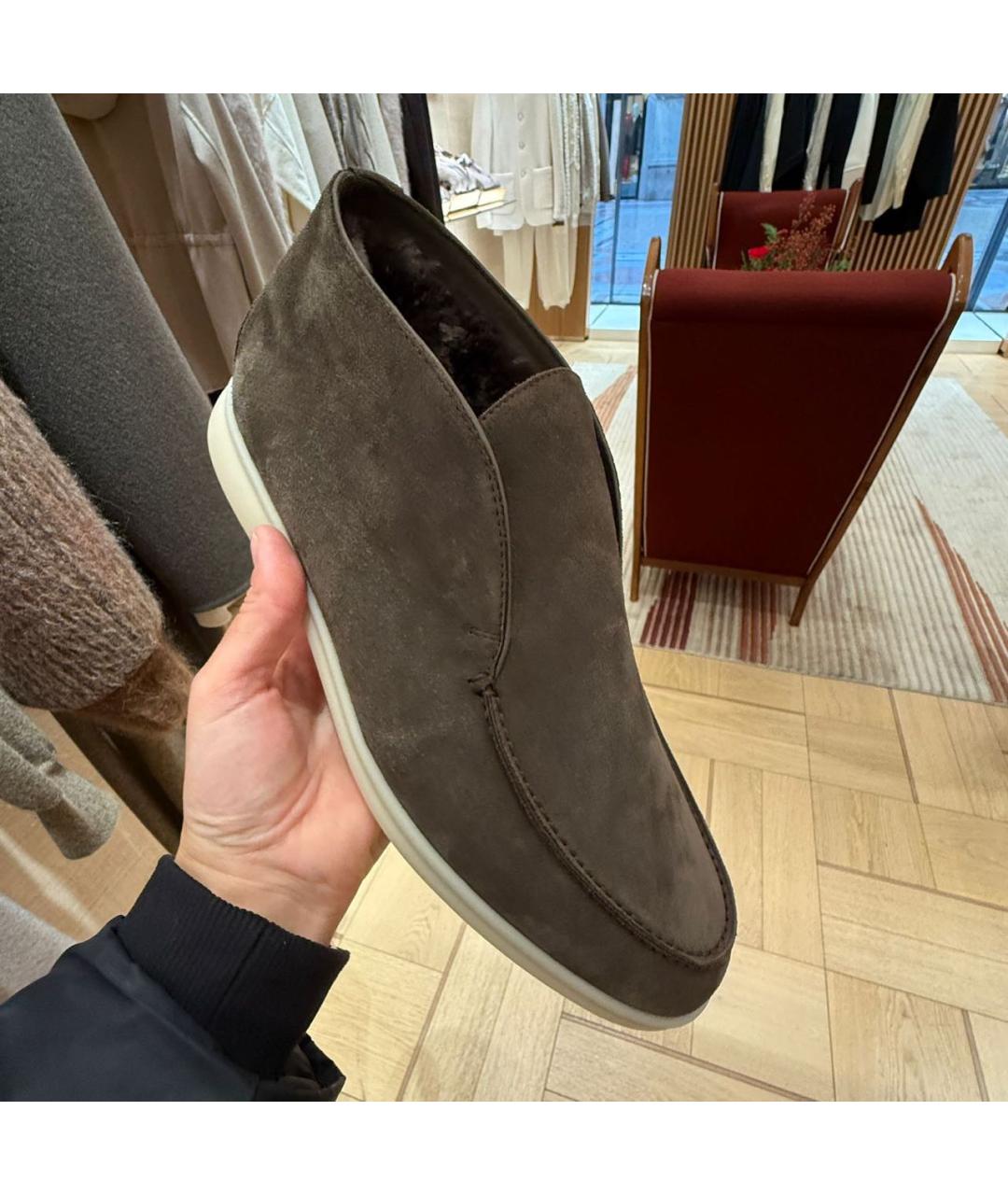 LORO PIANA Зеленые замшевые лоферы, фото 4