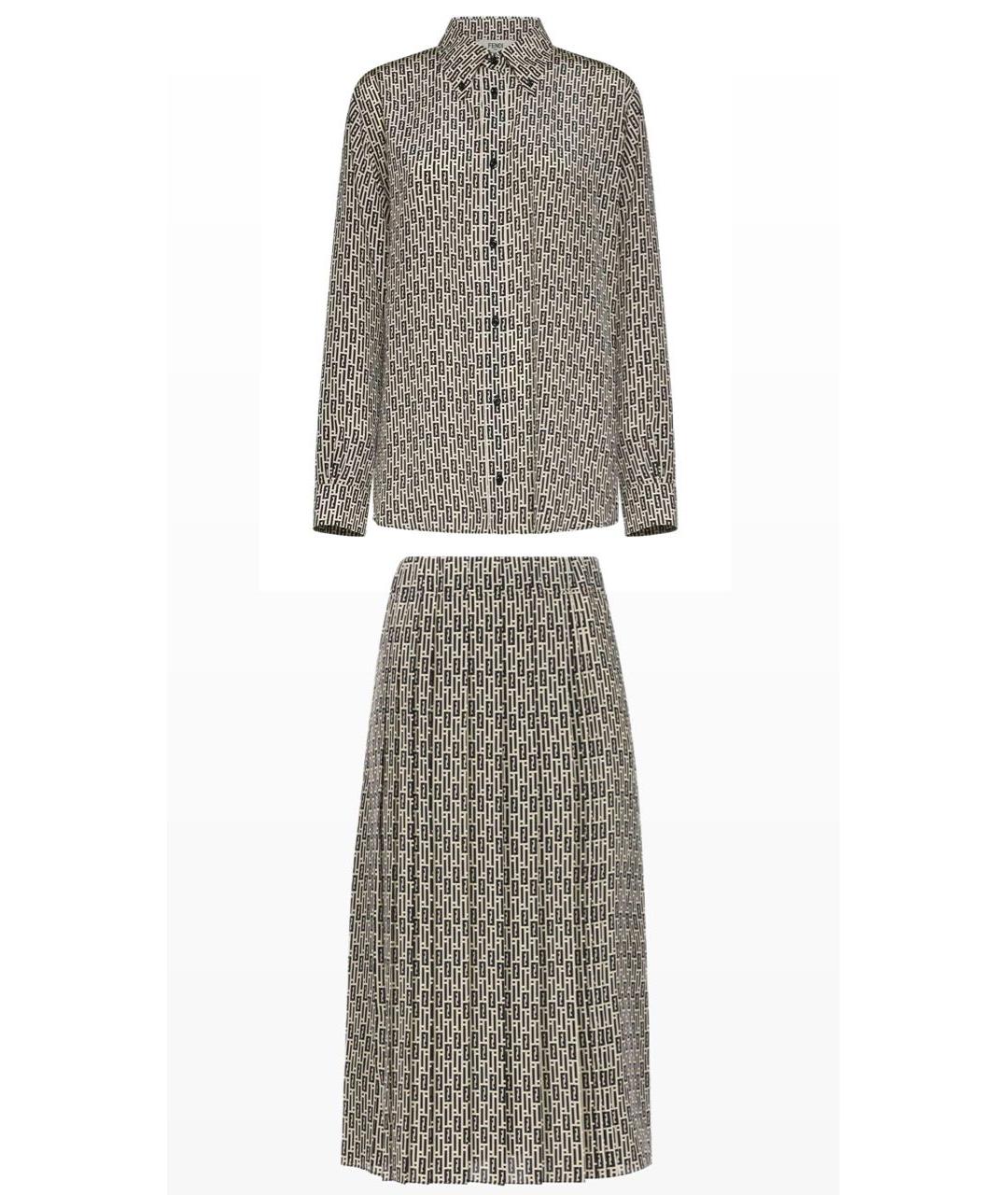 FENDI Шелковый костюм с юбками, фото 9