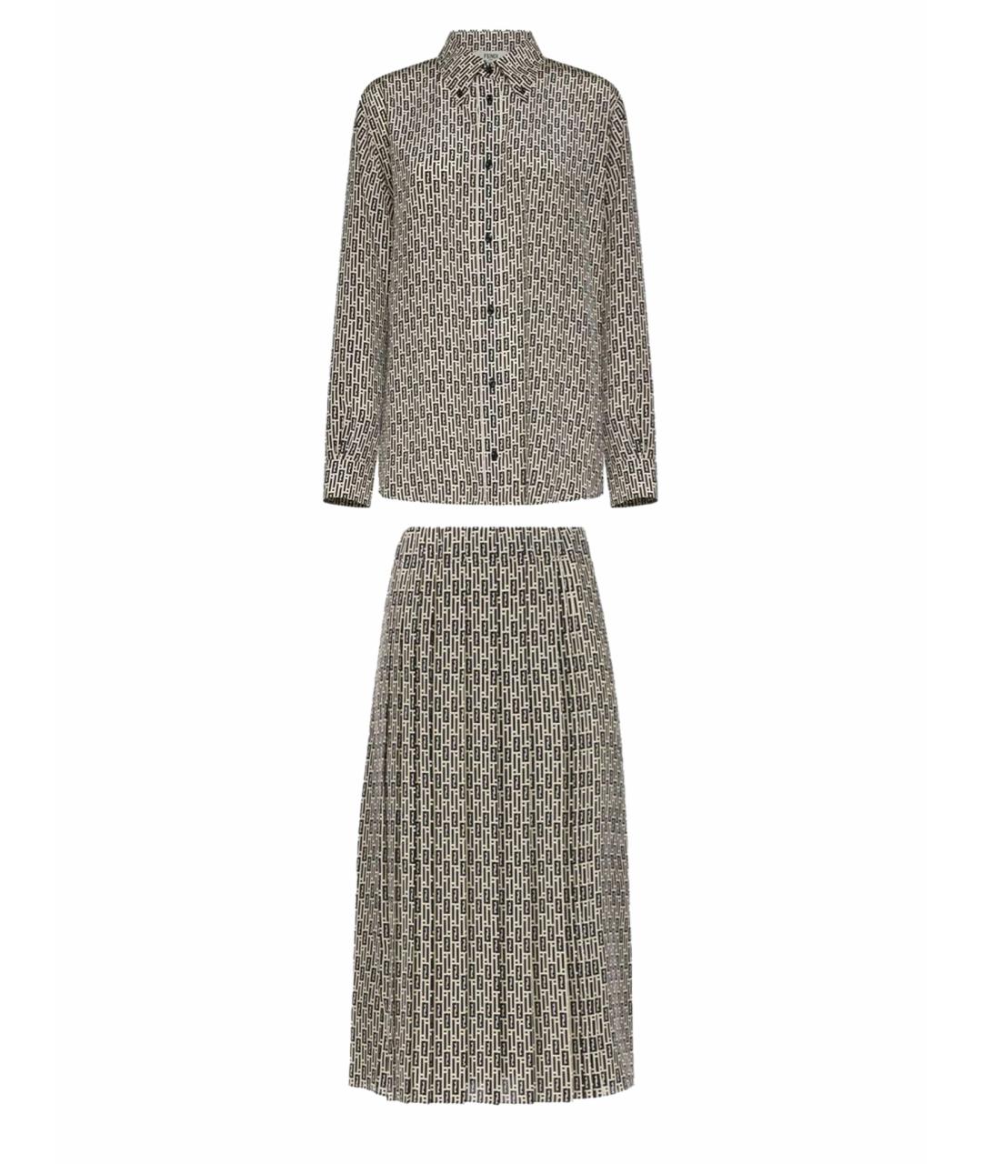FENDI Шелковый костюм с юбками, фото 1