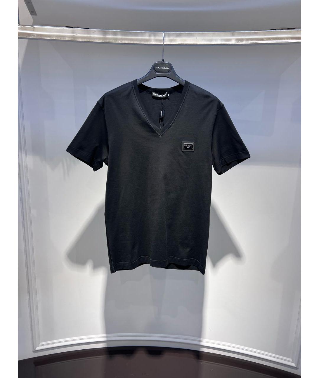 DOLCE&GABBANA Черная хлопковая футболка, фото 2