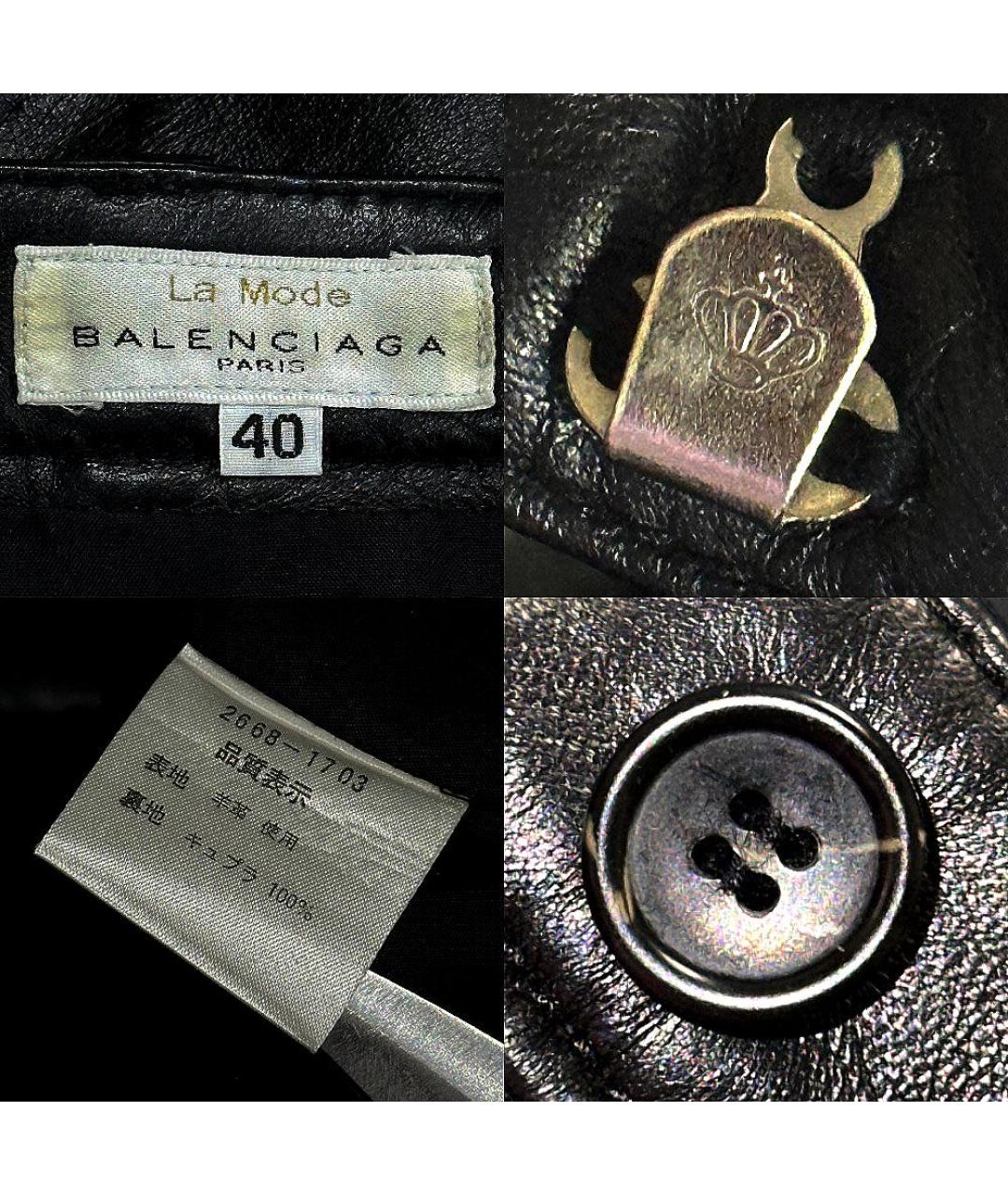 BALENCIAGA Черные кожаные прямые брюки, фото 5