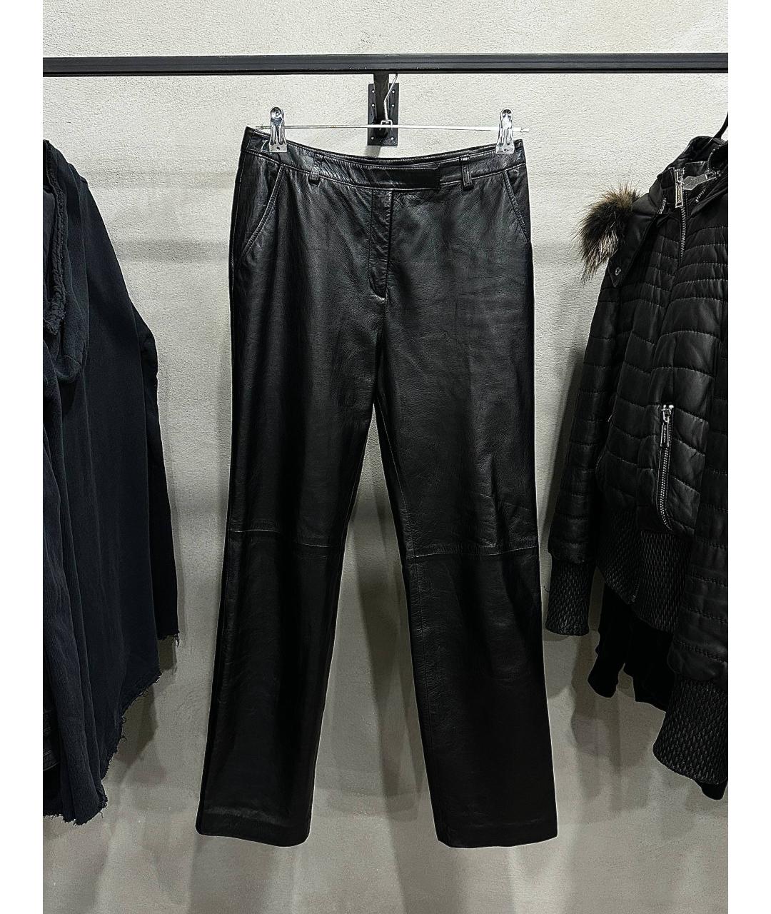 BALENCIAGA Черные кожаные прямые брюки, фото 2