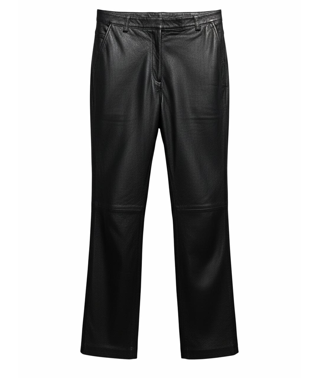 BALENCIAGA Черные кожаные прямые брюки, фото 1