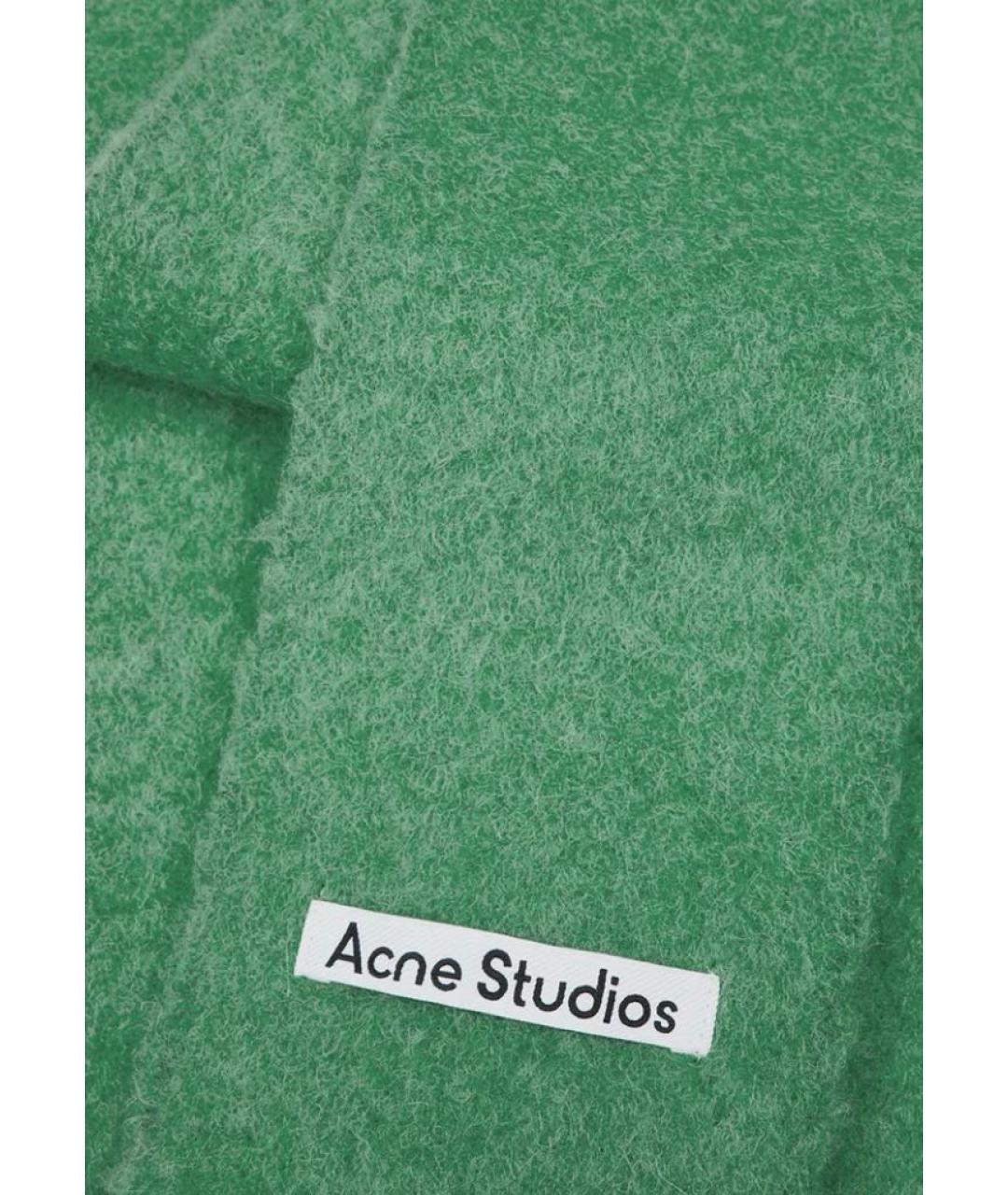 ACNE STUDIOS Зеленый шерстяной шарф, фото 3