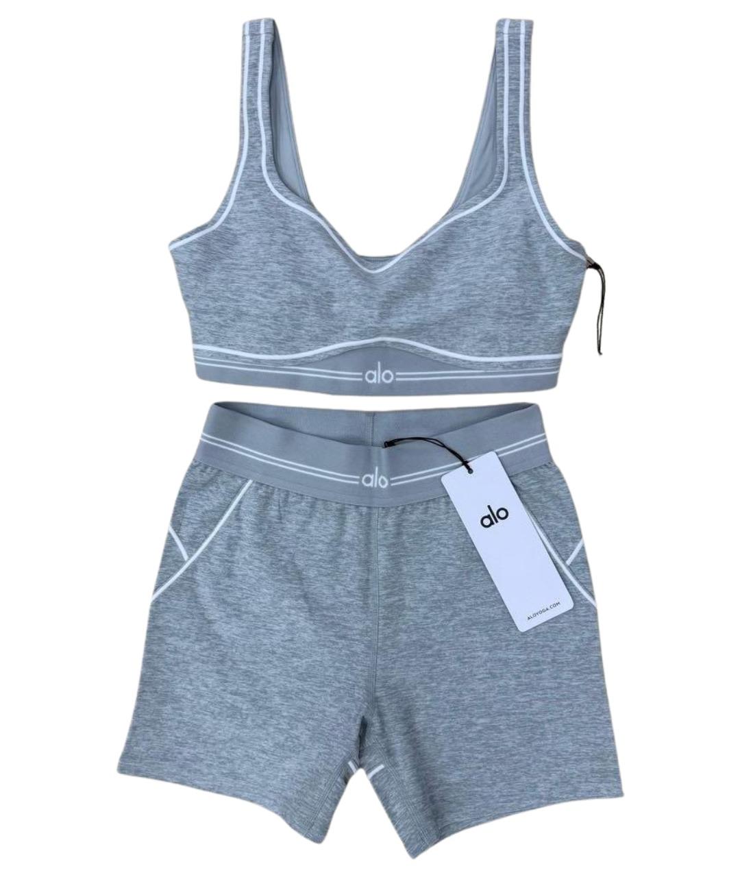 ALO YOGA Серый полиэстеровый спортивные костюмы, фото 1