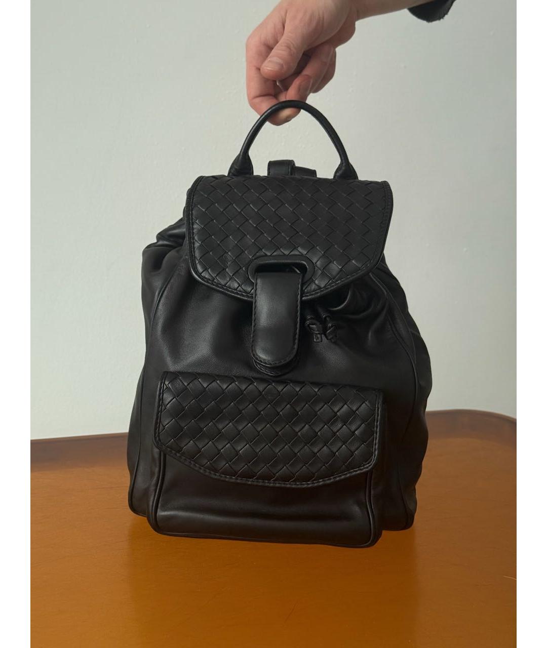 BOTTEGA VENETA Черный кожаный рюкзак, фото 9