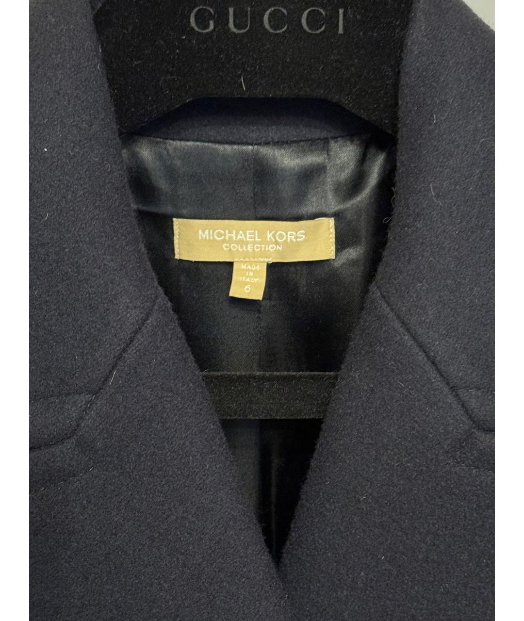 MICHAEL KORS Темно-синее шерстяное пальто, фото 6