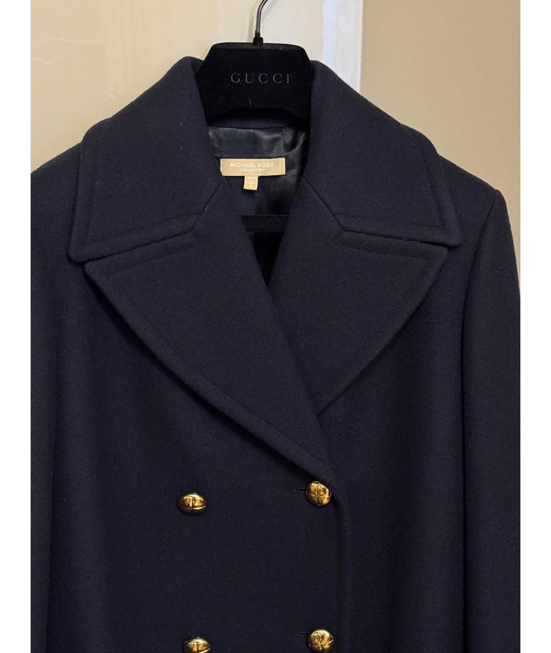 MICHAEL KORS Темно-синее шерстяное пальто, фото 4