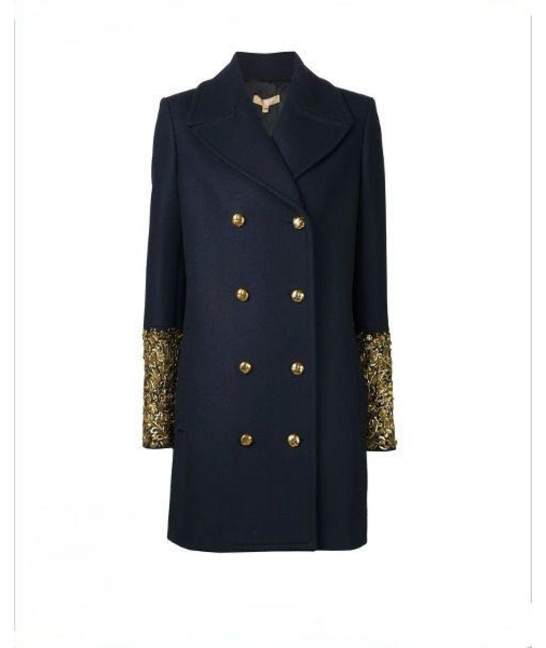 MICHAEL KORS Темно-синее шерстяное пальто, фото 9