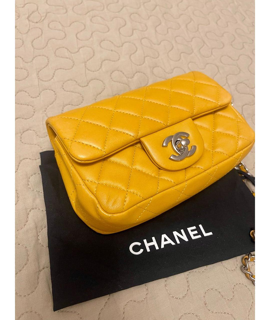 CHANEL Желтая кожаная сумка через плечо, фото 3