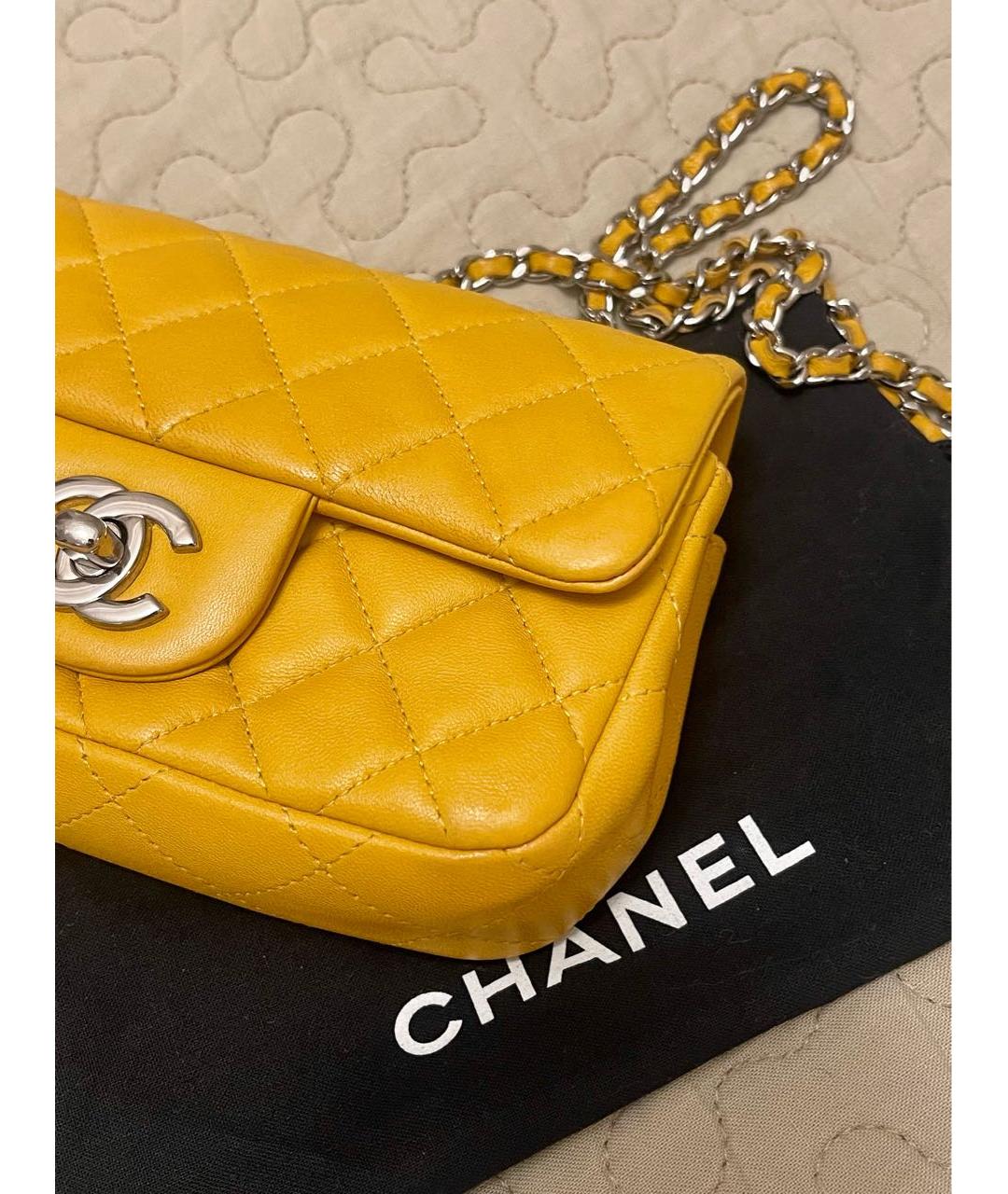 CHANEL Желтая кожаная сумка через плечо, фото 5