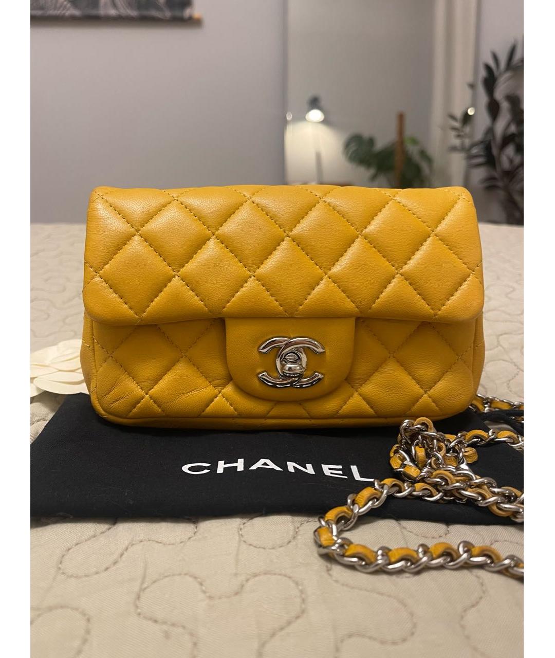 CHANEL Желтая кожаная сумка через плечо, фото 9