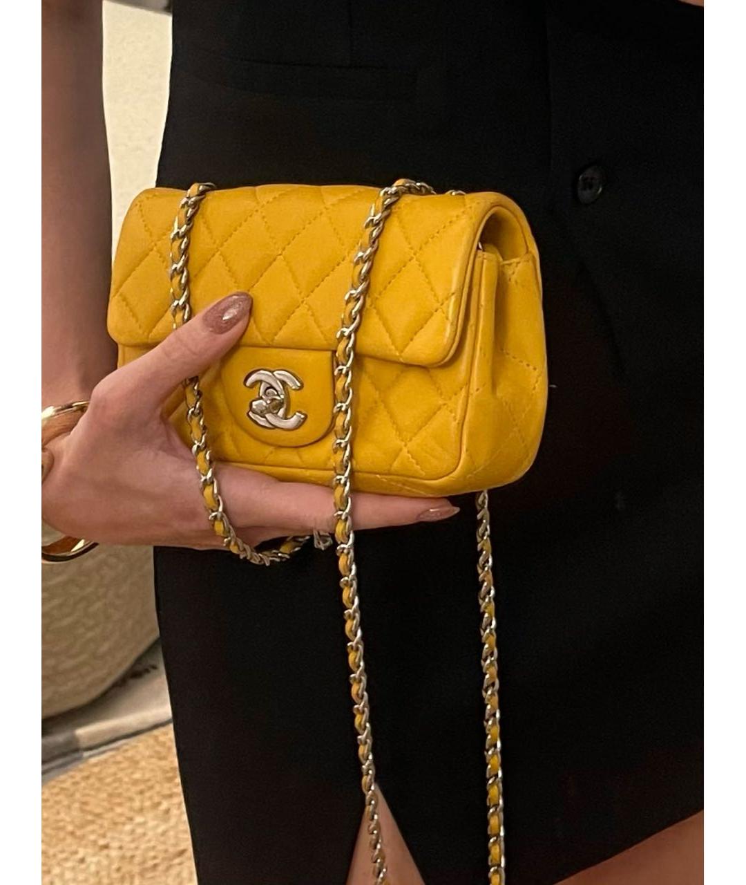 CHANEL Желтая кожаная сумка через плечо, фото 7