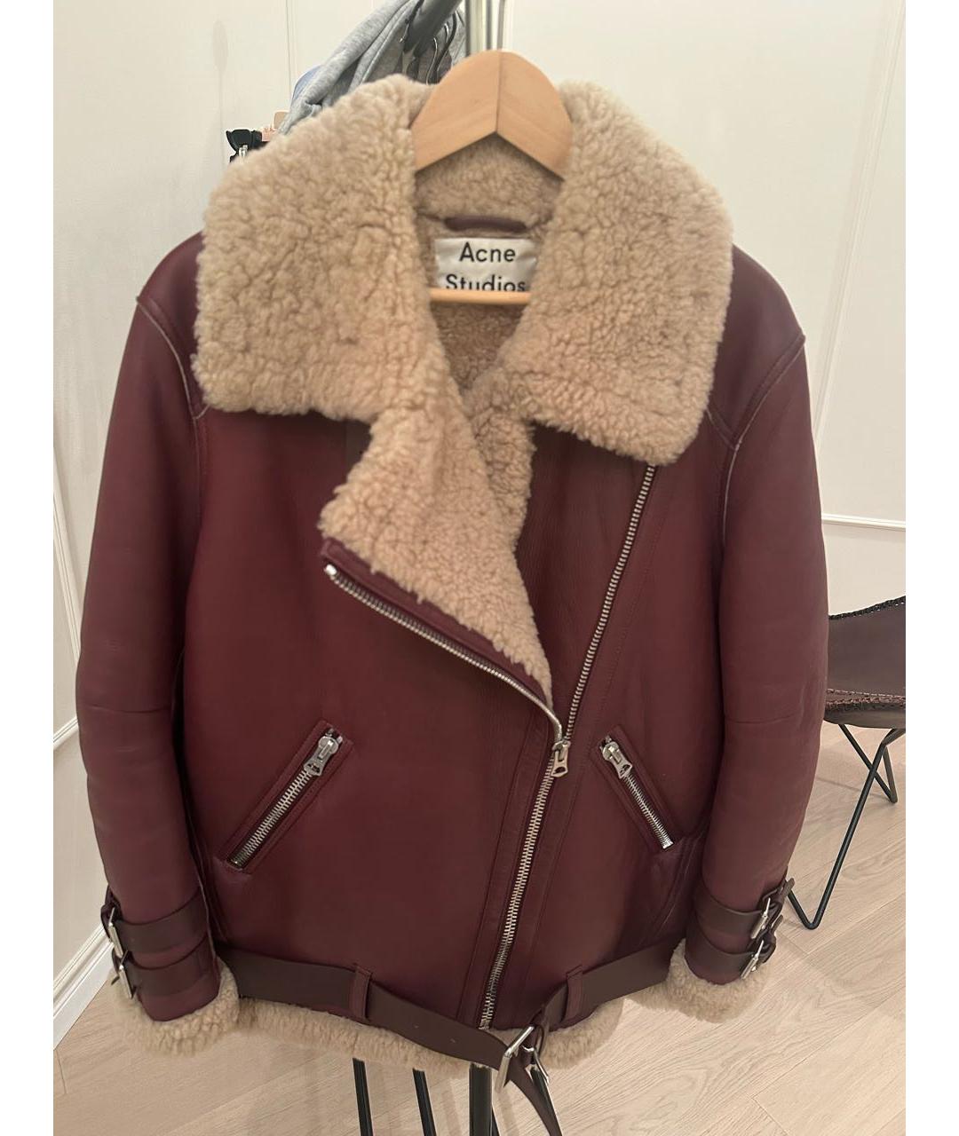 ACNE STUDIOS Бордовая кожаная дубленка, фото 3