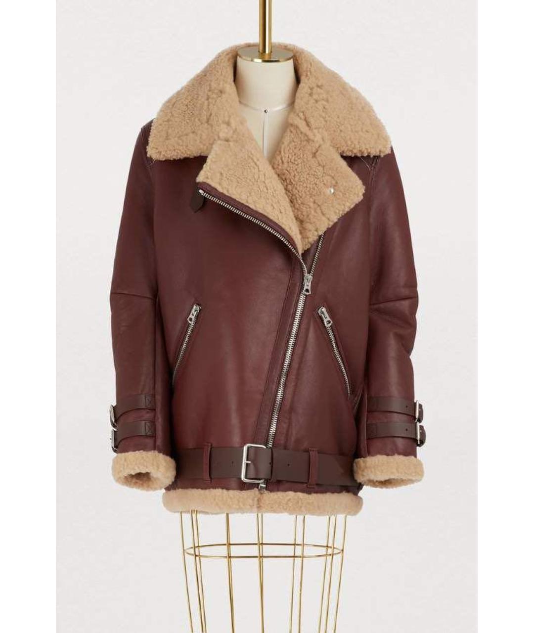 ACNE STUDIOS Бордовая кожаная дубленка, фото 9