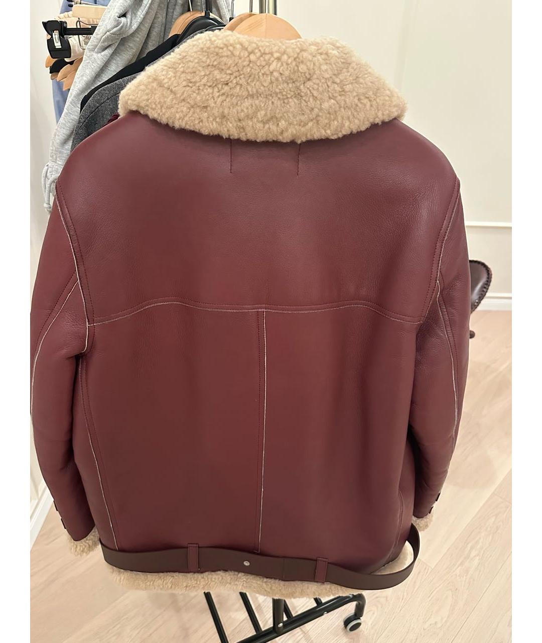 ACNE STUDIOS Бордовая кожаная дубленка, фото 4