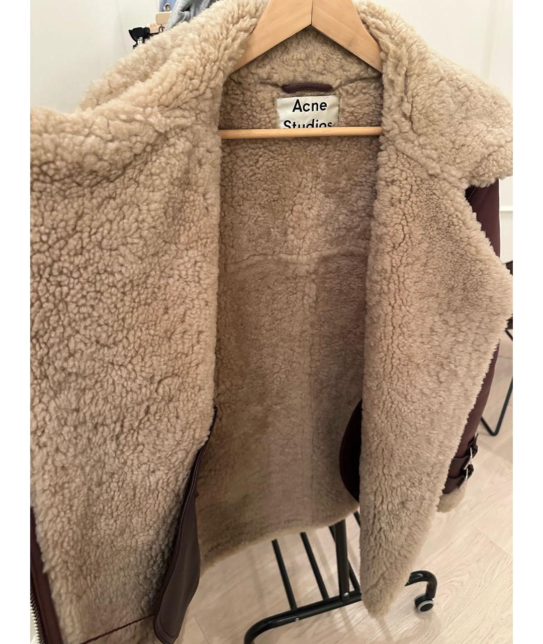 ACNE STUDIOS Бордовая кожаная дубленка, фото 8