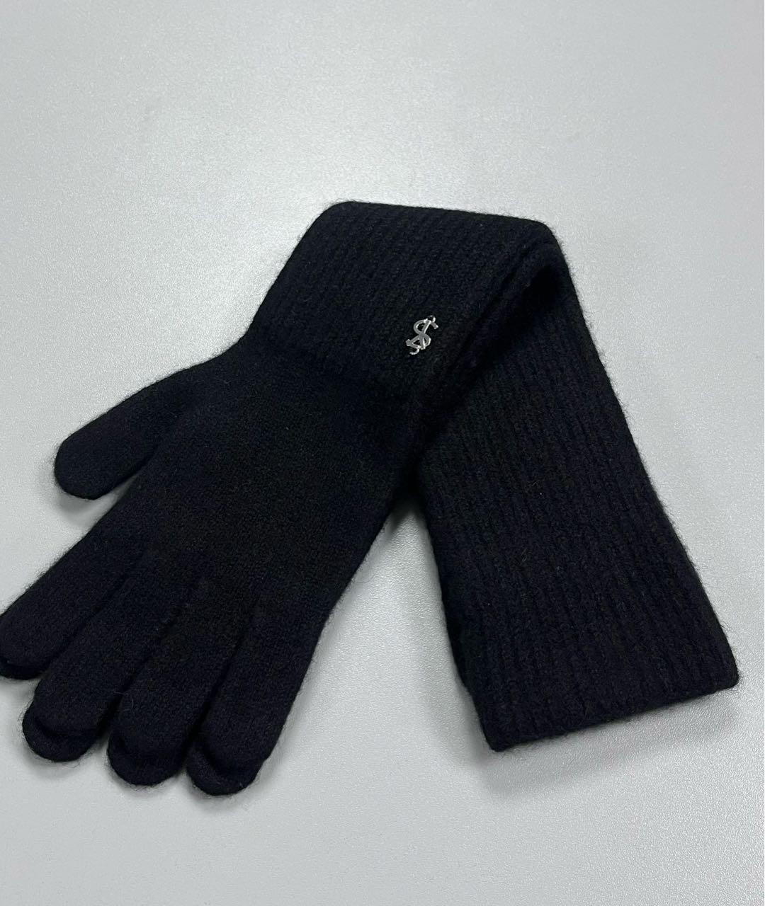 YVES SALOMON Черные кашемировые перчатки, фото 2