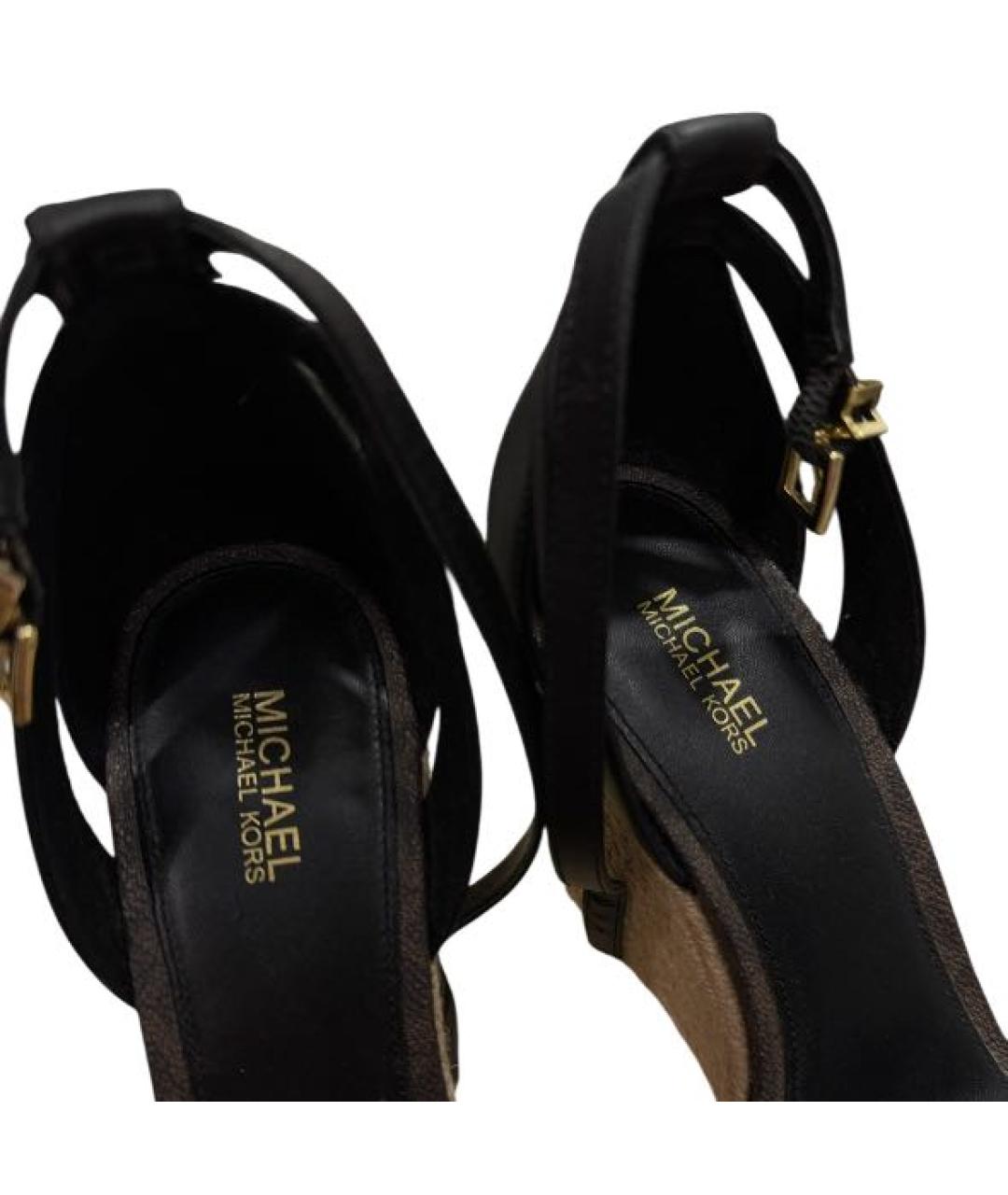 MICHAEL MICHAEL KORS Коричневые кожаные босоножки, фото 5