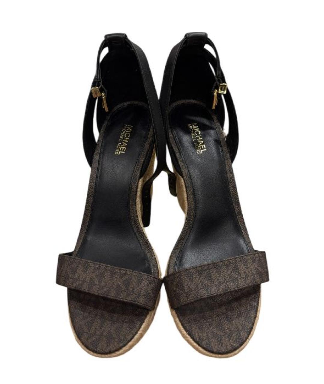 MICHAEL MICHAEL KORS Коричневые кожаные босоножки, фото 2