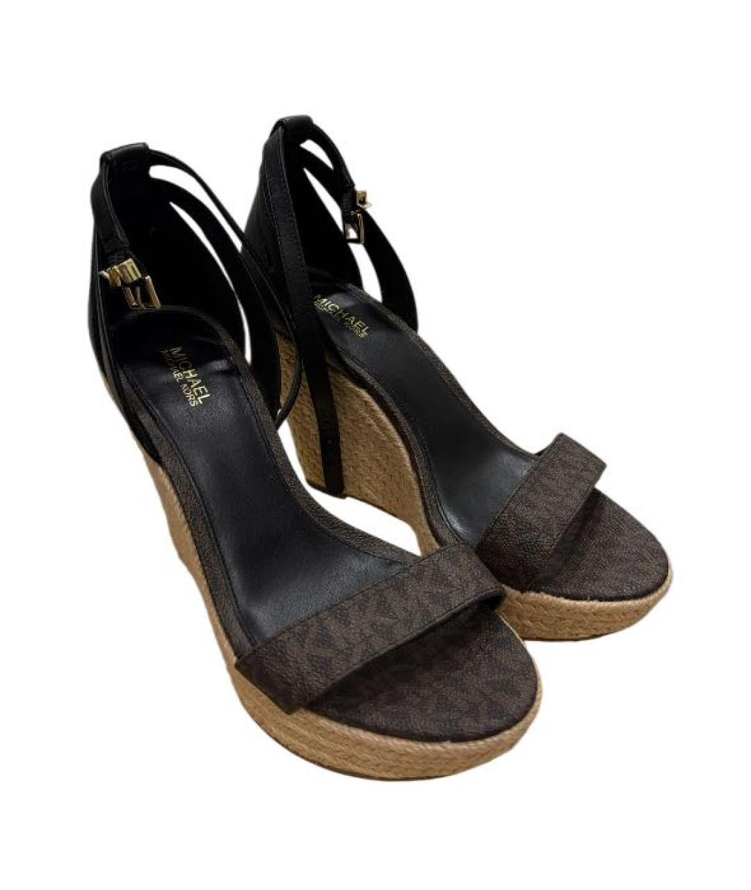 MICHAEL MICHAEL KORS Коричневые кожаные босоножки, фото 3