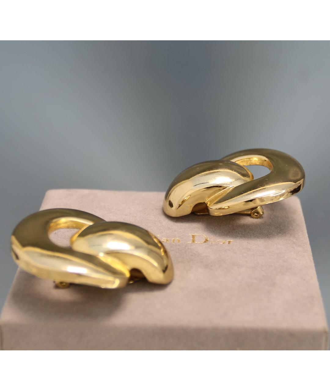 CHRISTIAN DIOR Золотые металлические клипсы, фото 3