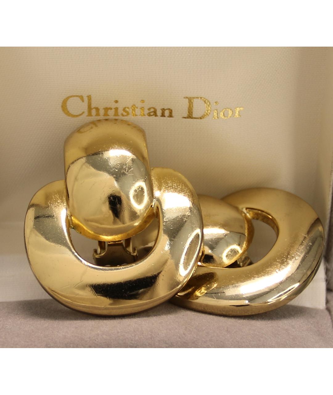 CHRISTIAN DIOR Золотые металлические клипсы, фото 2