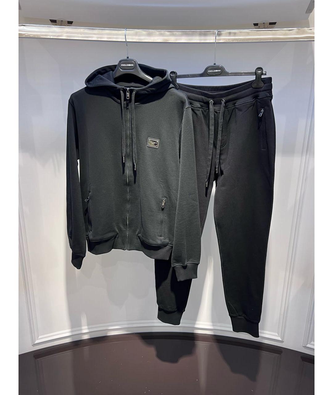 DOLCE&GABBANA Черный хлопковый спортивный костюм, фото 2