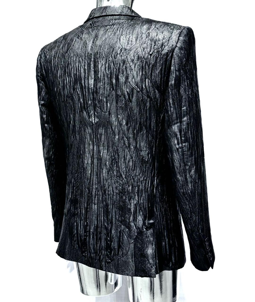 ALEXANDER MCQUEEN Черный шелковый пиджак, фото 4